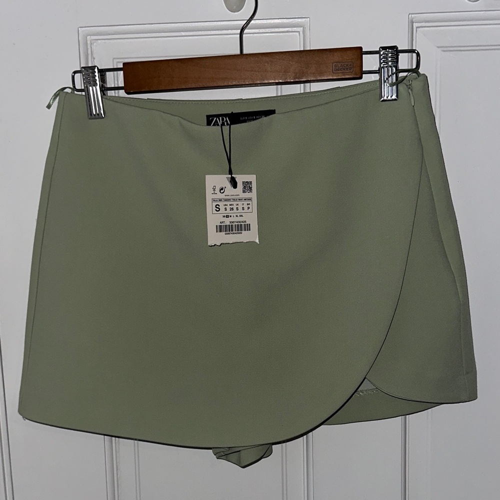 Zara Sage Green Wrap Skort